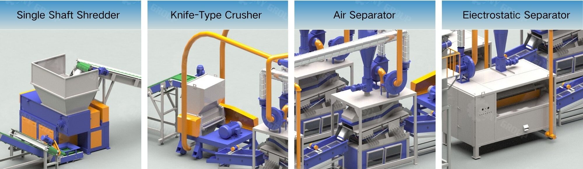 What's in an 800 - 1000 kg/h cable recycling system?