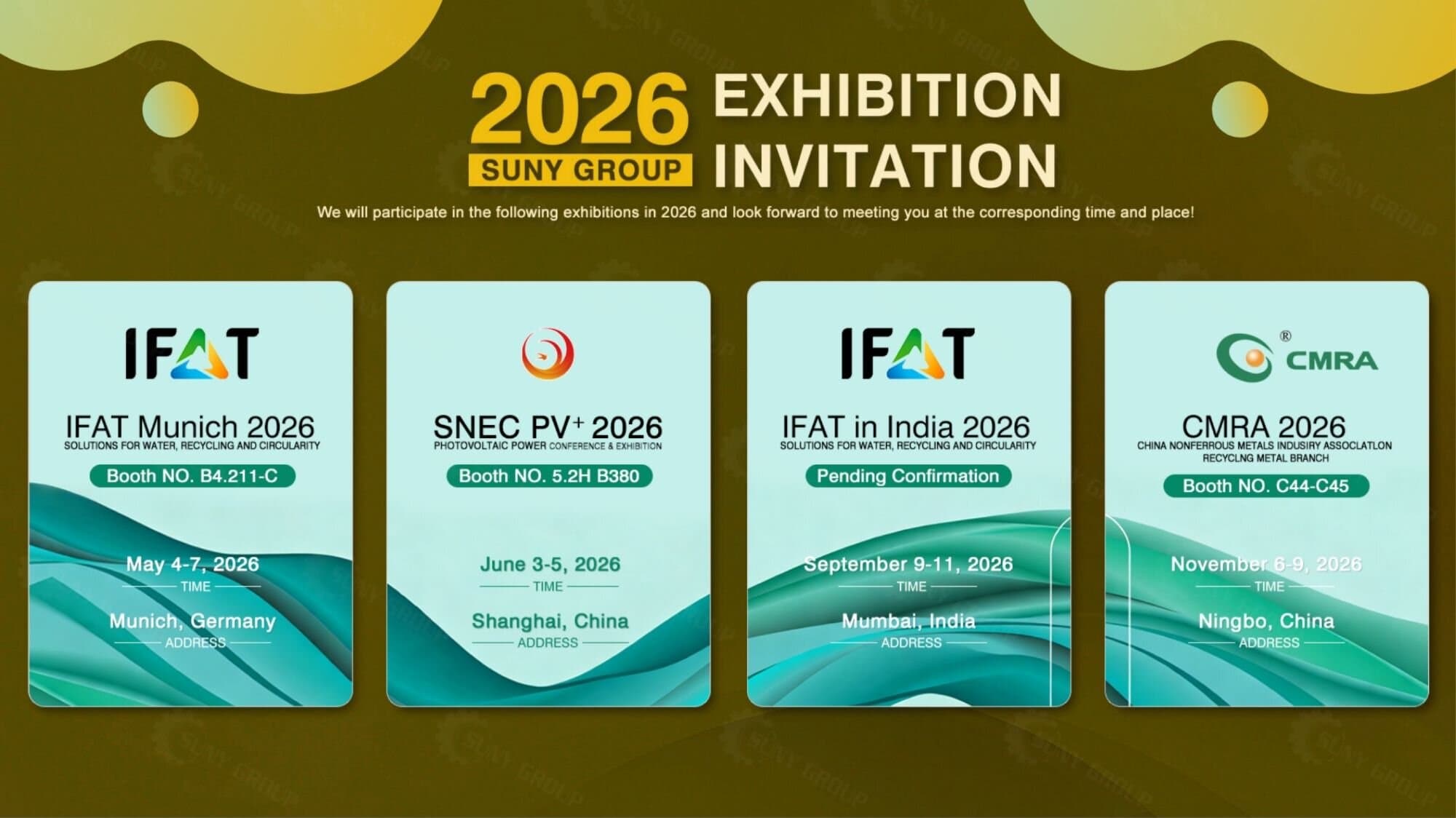 SUNY GROUP 2026 Global Exhibitions Participation Schedule Preview